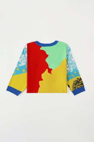"Am I free" knit abstract cardigan