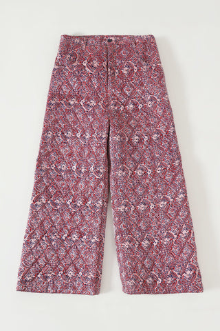 "Haveli" quilted silk block print sweatpants