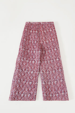 "Haveli" quilted silk block print sweatpants