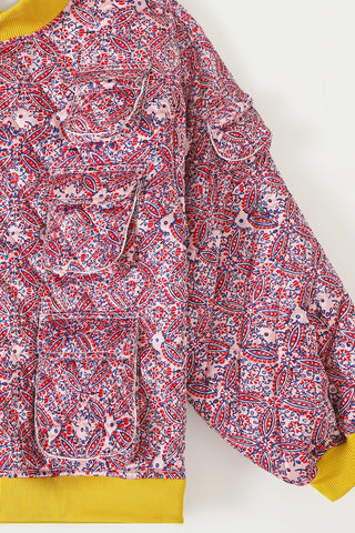 "Haveli" quilted silk block print sweatshirt