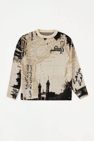 "From subcontinent with love" knit sweater