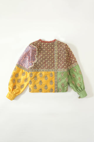 "Barsaat" hand-embroidered silk shirt-jacket