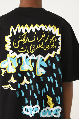 "Clouds above" printed patchwork T-shirt