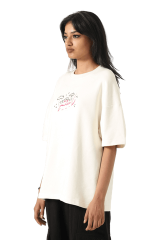 "Games we play" printed beige T-shirt