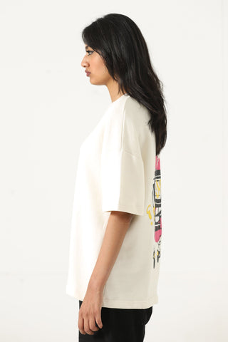 "Games we play" printed beige T-shirt