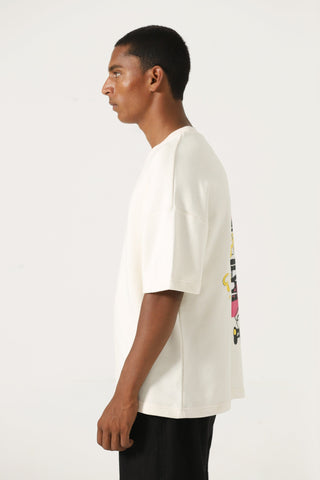 "Games we play" printed beige T-shirt