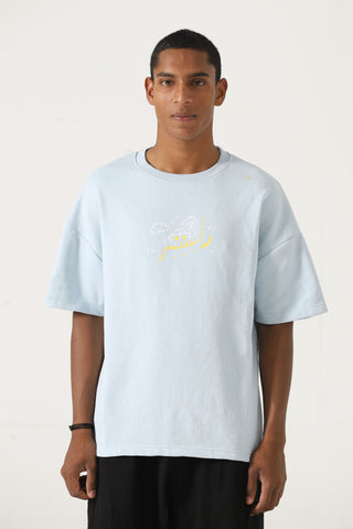 Powder blue printed T-shirt