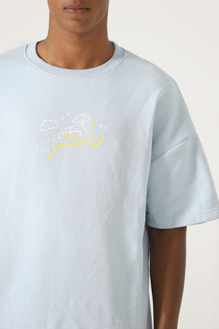 Powder blue printed T-shirt