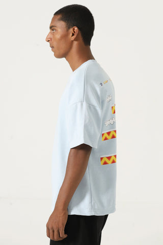 Powder blue printed T-shirt