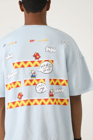 Powder blue printed T-shirt