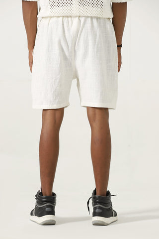 Handwoven pink logo shorts