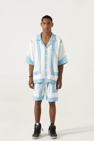 Handwoven striped cotton button-down
