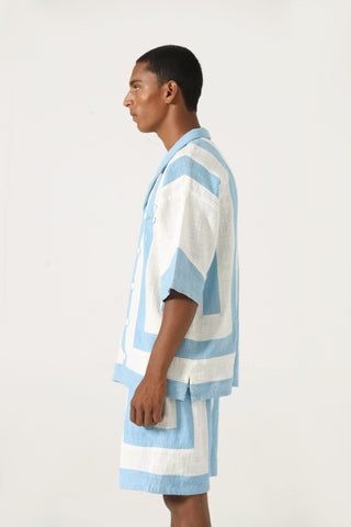 Handwoven striped cotton button-down