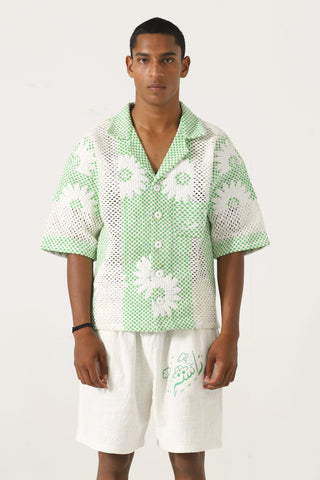 "Bahaar" puff print button-down