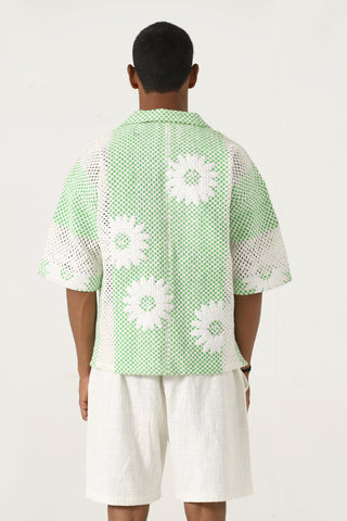 "Bahaar" puff print button-down