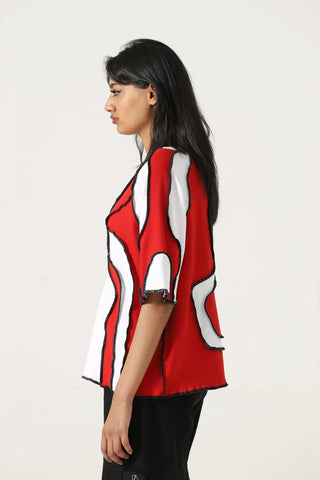 Upcycled wavy knit top