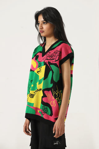 "Cartoon mind" knit vest