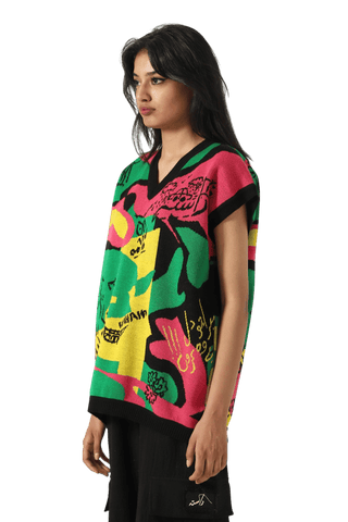 "Cartoon mind" knit vest
