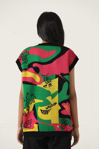 "Cartoon mind" knit vest