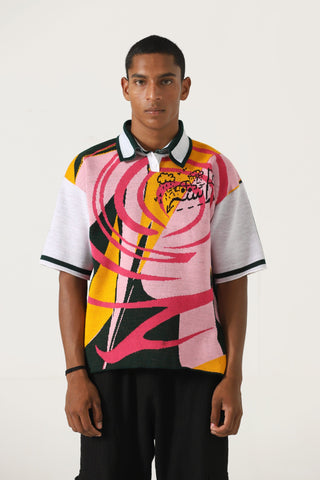 "Broken glass" knit polo
