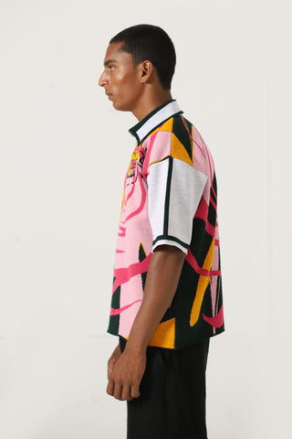 "Broken glass" knit polo