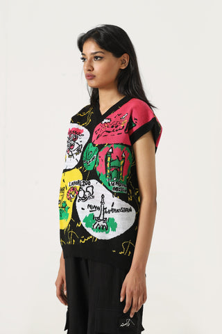 "A world of color" knit vest