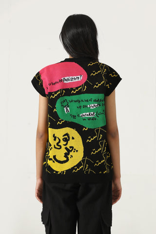 "A world of color" knit vest