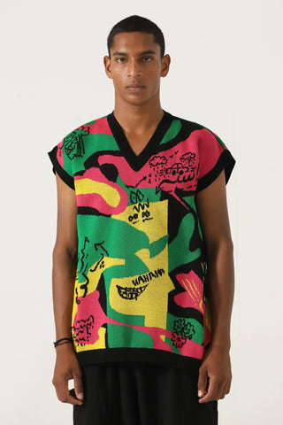 "Cartoon mind" knit vest