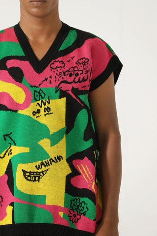 "Cartoon mind" knit vest