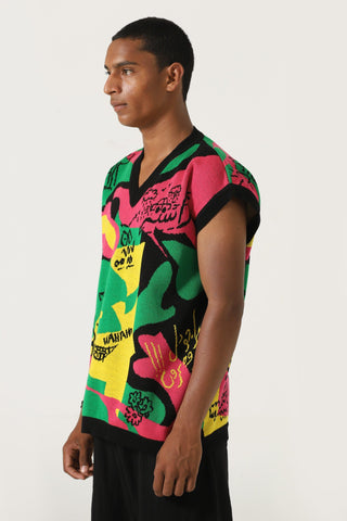 "Cartoon mind" knit vest