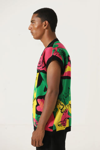 "Cartoon mind" knit vest