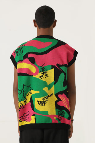 "Cartoon mind" knit vest
