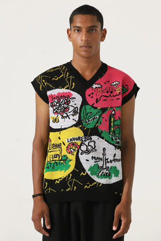 "A world of color" knit vest