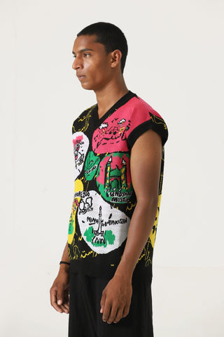 "A world of color" knit vest