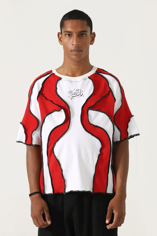 Upcycled wavy knit top
