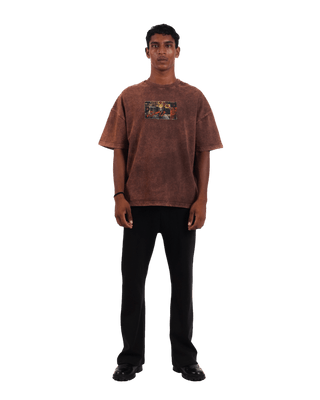 "Eternal cycle" oversized rust brown T-shirt