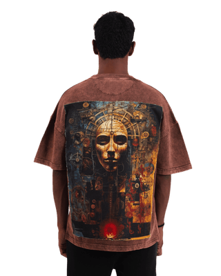 "Eternal cycle" oversized rust brown T-shirt