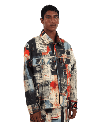 "Ethereal loop" abstract printed coach jacket