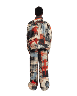 "Ethereal loop" abstract printed coach jacket