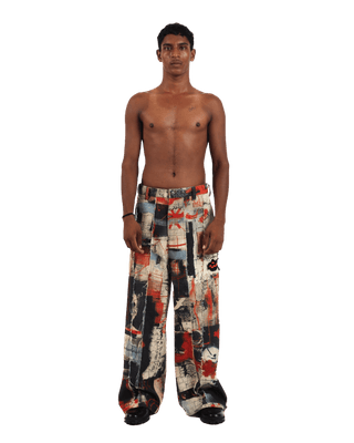 "Artistry in motion" printed straight-leg trousers