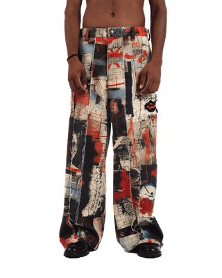 "Artistry in motion" printed straight-leg trousers