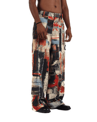 "Artistry in motion" printed straight-leg trousers