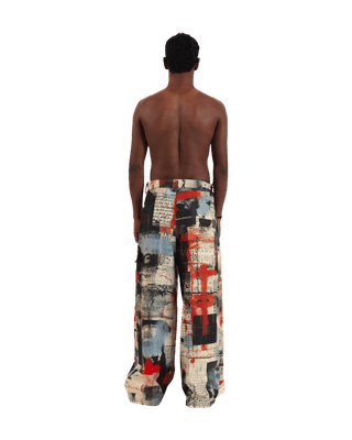 "Artistry in motion" printed straight-leg trousers