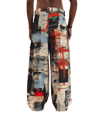 "Artistry in motion" printed straight-leg trousers