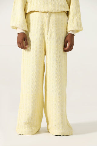 Handwoven flared dobby trousers