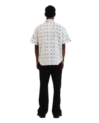 "Azure echo" handwoven and handblockprinted polo