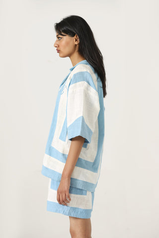 Handwoven striped cotton button-down