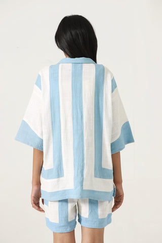 Handwoven striped cotton button-down