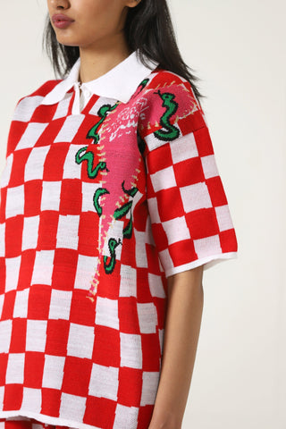 "Playful past" knit polo