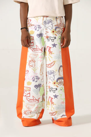 "Life is a doodle" printed trousers
